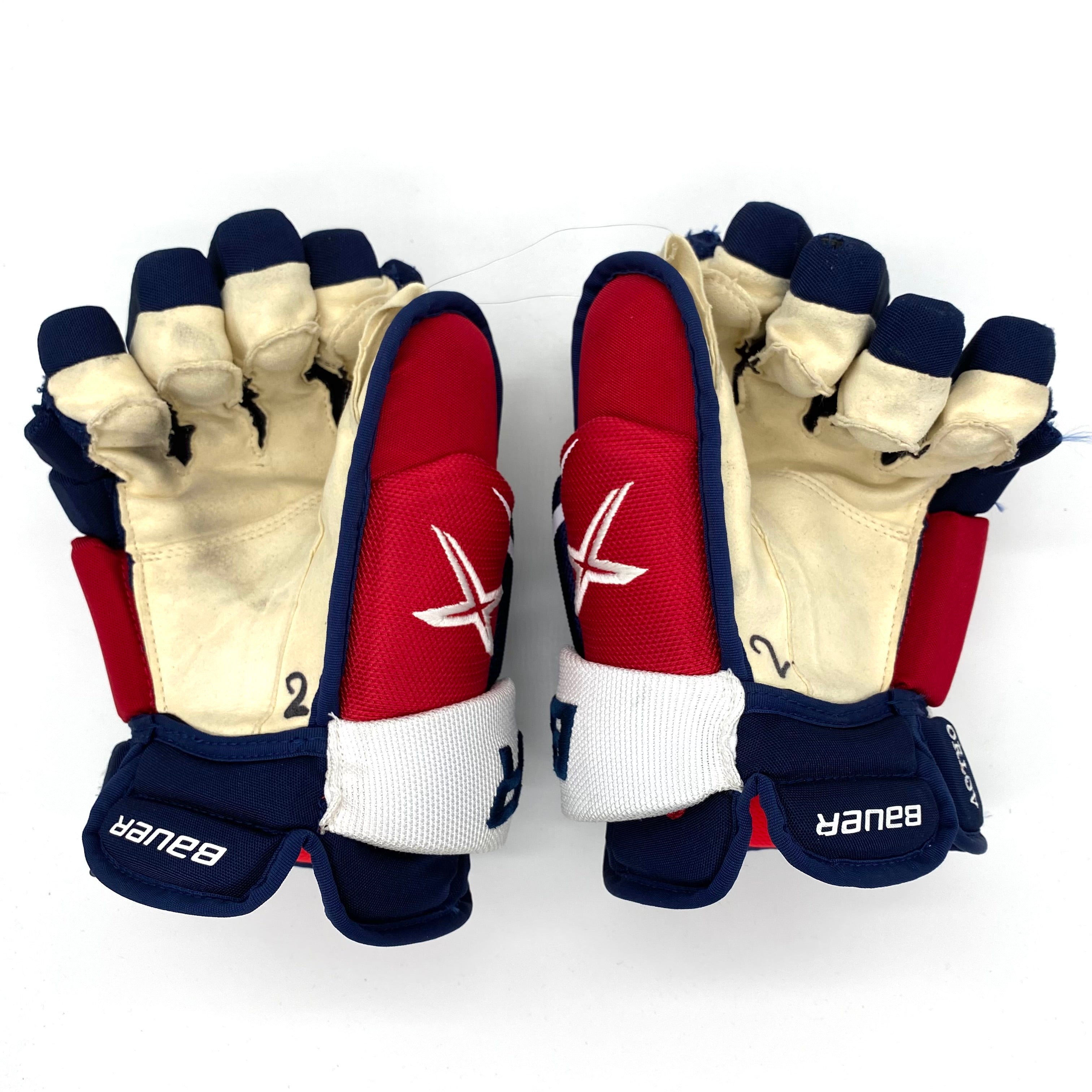 Bauer Vapor 2X Pro - Gant d'occasion NHL Pro Stock - Capitals de Washington - Dmitry Orlov (bleu marine/rouge/blanc)